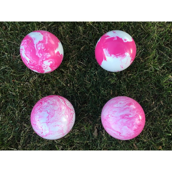 Unique Bocce Package - 4 Pack of 107mm Marbleized Pink and White Balls