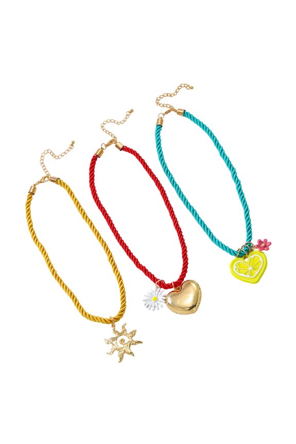 Unique Bohemian Inspire Sunflowers Heart Flower Layer Pendant Necklace Trendy Women Sturdy Alloy Jewelry Gifts Ideas