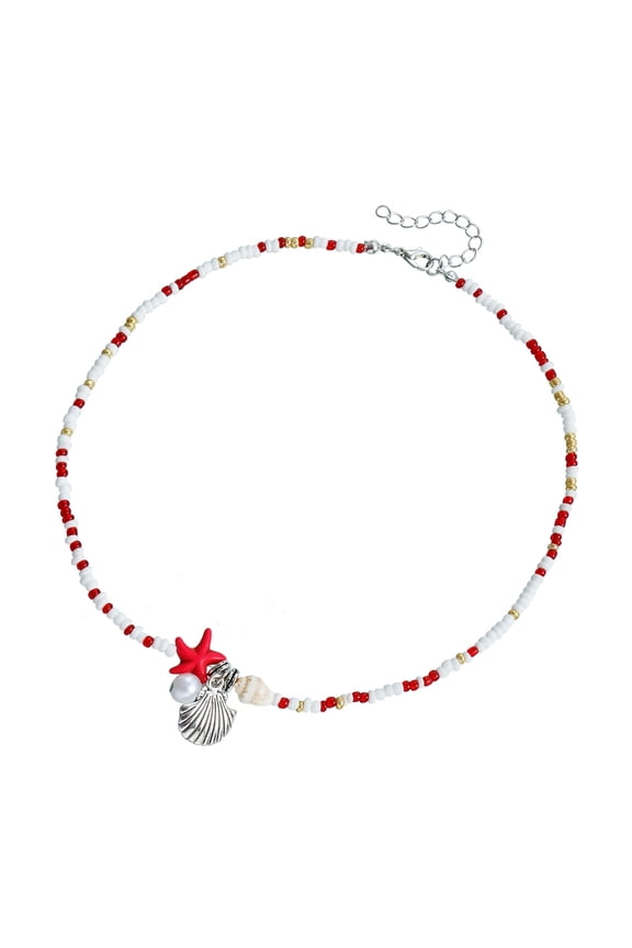 Unique Bohemian Starfish Choker Delica Beaded Necklace with Starfish Charm Layered Beach Neckwear for Fashionable Ladies