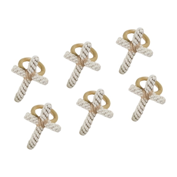 Unique Bohemians Crosses Napkin Rings Handwoven Cotton Decoration Wood Accent Napkin Holder Accessories