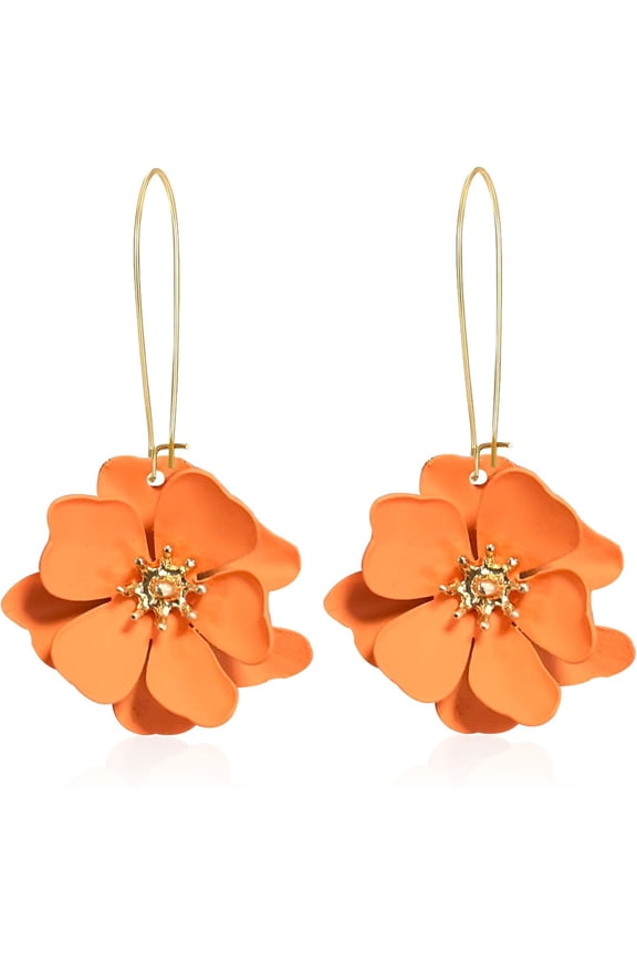 Unique Boho Flower Dangle Earrings Exaggerated Layered Floral Petal Drop Dangle Earrings Statement Stud Earring For Women Jewelry Gifts With Box[Z2186]