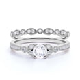 thumbnail image 1 of Unique Boho & Hippie 2.00 Carat Round Cut Diamond Moissanite Engagement Ring, Wedding Ring In 10K Solid White Gold, Leaf Ring, Gift For Her, Promise Ring, Anniversary Gift, Bridal Set, Matching Band, 1 of 3