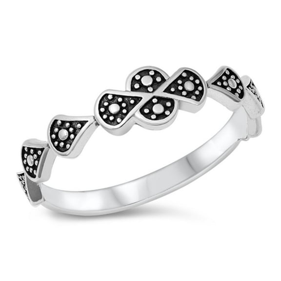 Unique Boho Stacking Ring .925 Sterling Silver Bali Band Jewelry Female Male Unisex Size 5