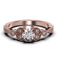 thumbnail image 1 of Unique Boho & hippie 1.50 Carat Round Cut Diamond Moissanite Engagement Ring, Wedding Ring in 10k Solid Rose Gold, Leaf Ring, Gift For Loveria, Promise Ring Anniversary Gift, 1 of 3