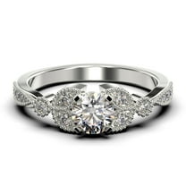 Unique Boho & hippie 1.50 Carat Round Cut Diamond Moissanite Engagement Ring, Wedding Ring in 925 Sterling Silver With 18k White Gold Plating, Leaf Ring, Gift For her, Promise Ring, Anniversary Gift