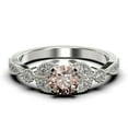 thumbnail image 1 of Unique Boho & hippie 1.50 Carat Round Cut Morganite And Diamond Moissanite Engagement Ring, Wedding Ring in 10k Solid White Gold, Leaf Ring, Gift For Loveria, Promise Ring Anniversary Gift, 1 of 3