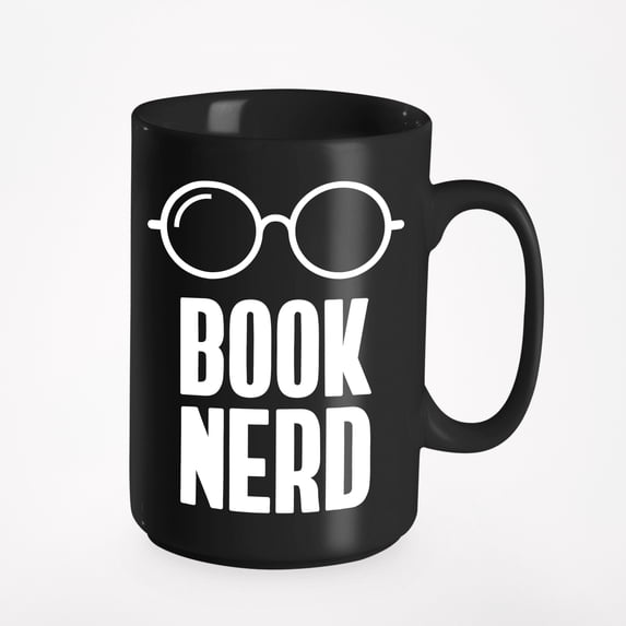 Unique Book Nerd, Readers & Book Lovers, Black 15oz Ceramic Mug