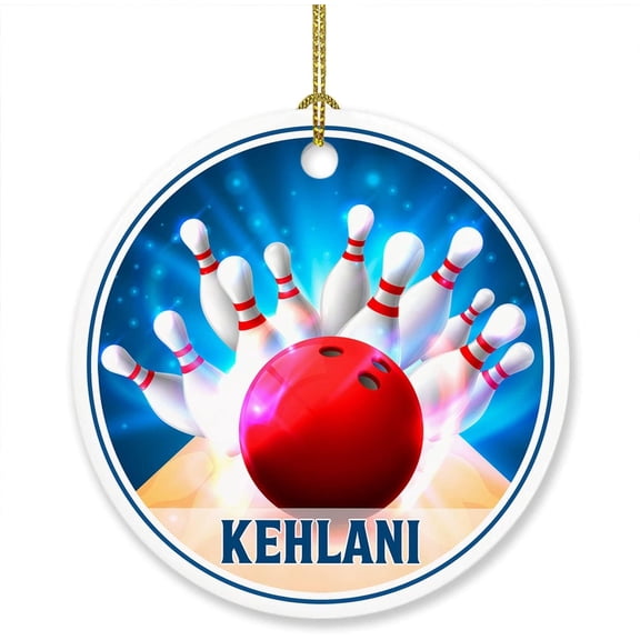 Unique Bowling Ornaments, Personalized Name Lover Player Ornament Gift for Christmas 2025, Ball and Pins Strike Ornament, Custom Knock Down Xmas