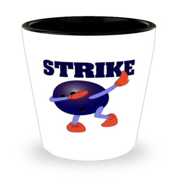 Unique Bowling Shot Glass with Hit A Strike & Dab Design, Perfect Dance Gift for Lovers, Compact 1.5oz Mini Glassware