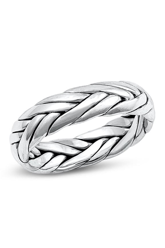 Unique Braided Wedding Ring .925 High Polished Sterling Silver Band Jewelry Female Male Size 7