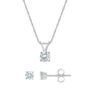 BRILLIANCE FINE JEWELRY Unique Brilliance 0.50 Carat T.W. Diamond Women's Stud Earring & Pendant Set in 14K White Gold (I-J, I2-I3)
