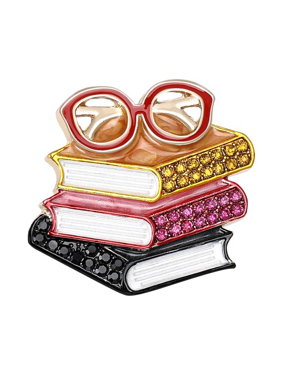 Academic Theme Pin Featuring Books and Eyeglasses Ideal for Students Teachers During School Event Lightweight Brooch Ornament