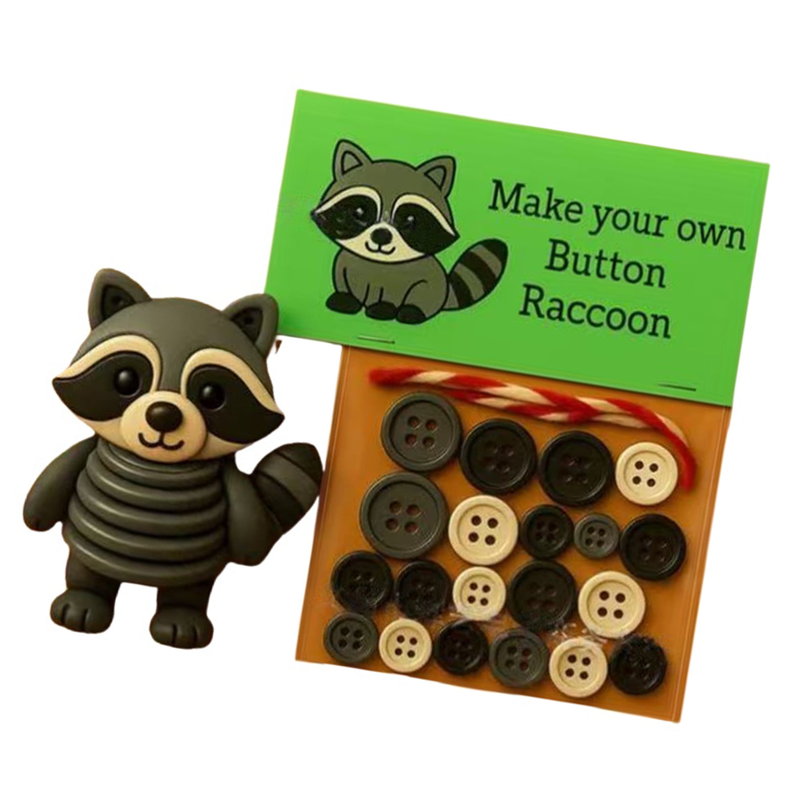 Unique Button Animal Ornament Craft Set Includes Instructional Card and ...