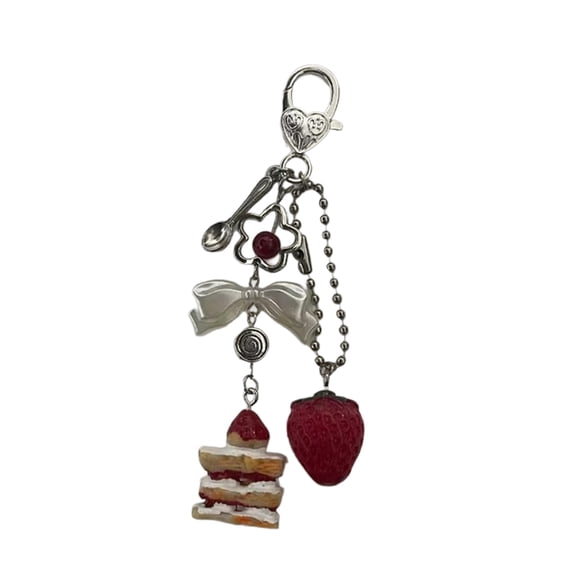 Unique Cake Beaded Keychain Fashion Key Accessory Phone Bag Ornament for Key