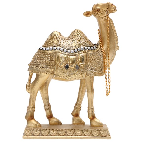Unique Camels Tabletop Figure, Gold Resin Statue for Living Room Display
