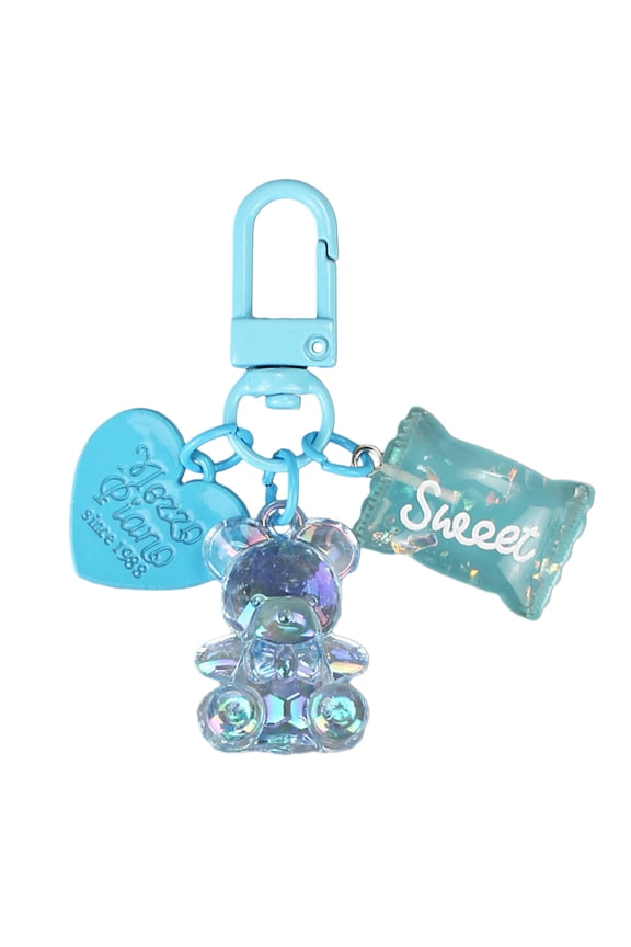 Unique Candy Heart Bear Keychain Ornament Compact Candy Keychain Accessory Bag Ornament Portable Key Chain Bag Dangler