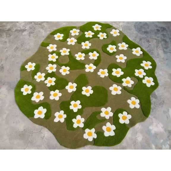 Unique Carpets Green Moss Rug 100% Woolen Area Carpet Hand Tufted Customize Rug Floral Print Christmas Special Decore