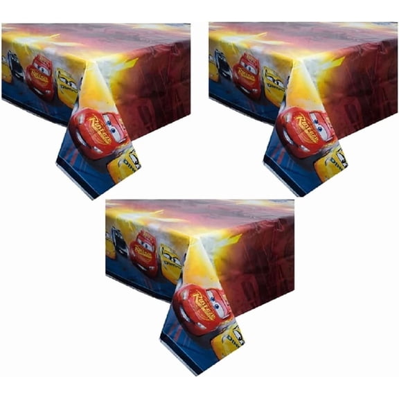 Unique Cars Rectangular Printed Plastic Table Covers 3ct for Birthday Parties 54X84 Inch
