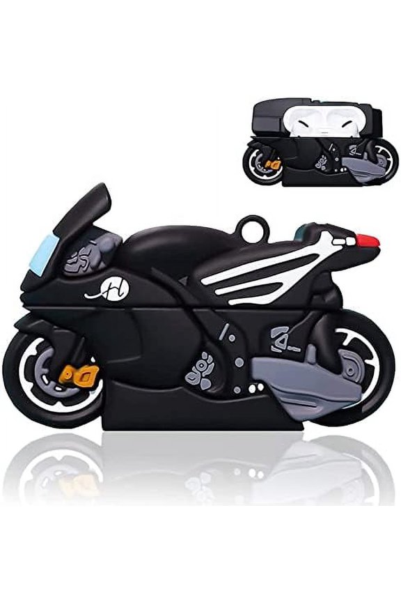 Unique Case Compatible with AirPods 3(New),Creative Fun 3D Cartoon Motociclo Design AirPods Cover Case Cool Skin Soft Rubber Shockproof Protective Case (AirPods 3, Black)