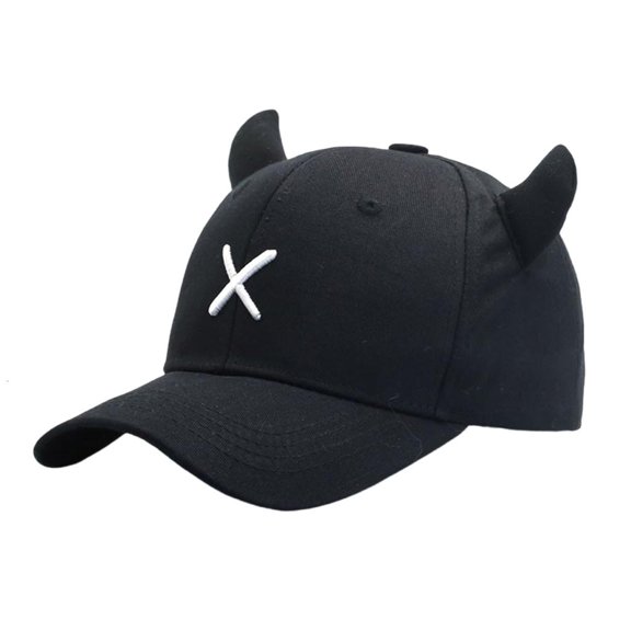 Unique Casual Sport Hat Cartoon Horn Baseball Hat Letter Horn Adjustable Hats for Travel Photo Props