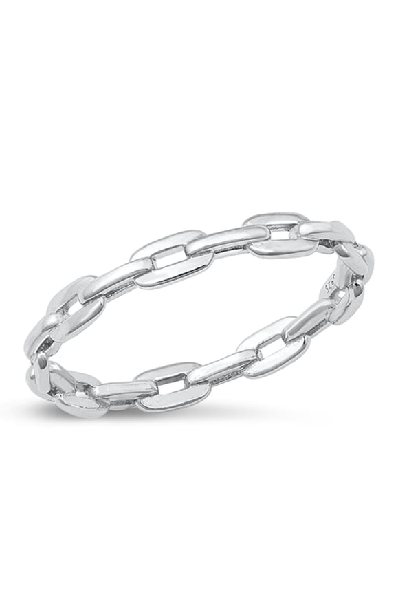 Unique Chain Link Ring .925 Sterling Silver Minimalist Stacking Band Jewelry Female Male Size 9