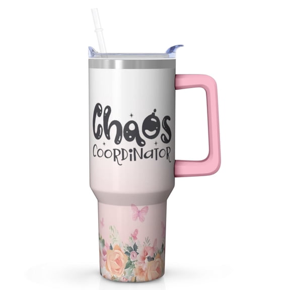 Unique Chaos Coordinator Gift - 40 Ounce Tumbler with Handle & Straw, Double Wall Insulated Stainless Steel Cup, Funny Present for Boss, Coworker, Teacher, Nurse, Mom