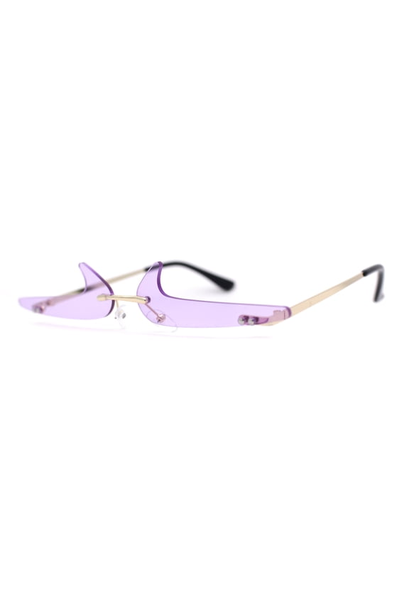 Unique Check Mark Lens Avant Garde Rimless Pimp Sunglasses Purple