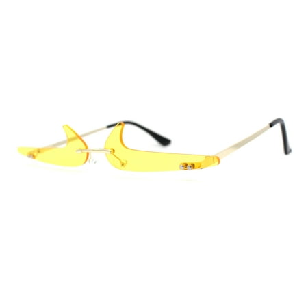 Unique Check Mark Lens Avant Garde Rimless Pimp Sunglasses Yellow