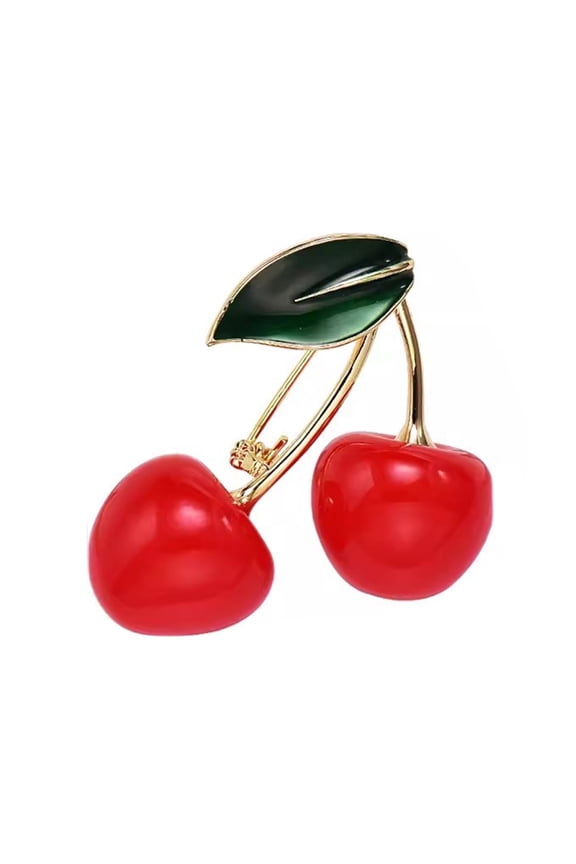 Unique Cherries Brooch Elegant Pin Cherries Badge Alloy Resin Texture Suitable for Unique Fashion Accessories and Party Wear
