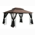 thumbnail image 1 of Unique Choice 13 x 10 ft Outdoor Patio Gazebo Canopy Tent with Mesh, Brown, 1 of 11
