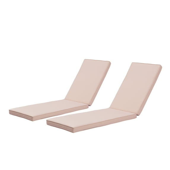 Unique Choice 2-pcs Chaise Lounge Cushion,74.4"L x 22.05"W x 2.76"H Outdoor Indoor Polyester Chair Cushion,Color Khaki