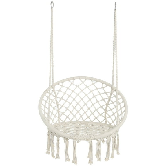 Unique Choice Cotton Rope Hanging Swing Chair Macrame Hammock Chair, Beige
