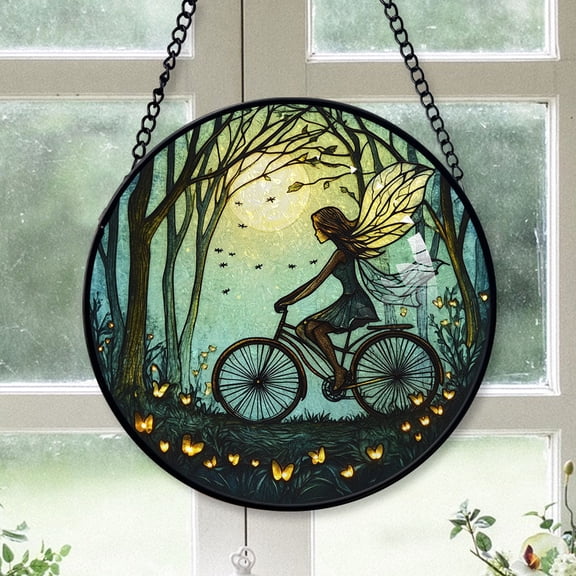 Unique Christmas Gift - Mystical Fairy Ride Christmas Stained Glass Hanging Ornament - Bright Holiday Tree Decoration & Secret Santa Gift for Family & Friends