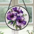 thumbnail image 1 of Unique Christmas Gift - Purple Flower Romantics Xmas Stained Glass Hanging Ornament - Clean Holiday Tree Decoration, Great Christmas Gift for Family & Friends, 1 of 3