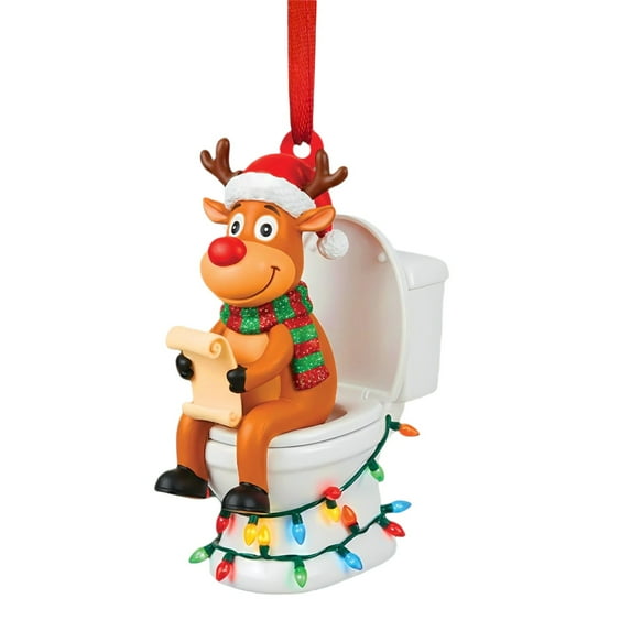 Unique Christmas Toilet Acrylic Ornament, Toilet Santa Hat Keepsake, Humor Bathroom Decor or Christmas Tree Decor, Custom Toilets Xmas Holiday Shaped Ornament Gift For Friends