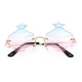 thumbnail image 1 of Unique Christmas Tree Rimless Gradient Lens Party Shade Sunglasses Gold - Blue Pink, 1 of 7
