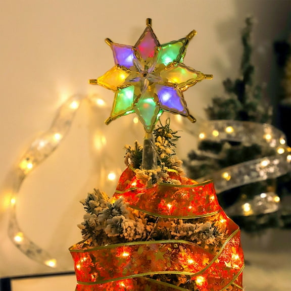 Unique Christmas Tree Topper, CXALSSY Luxury Multicolor LED Christmas Tree Star, 6.7 Inch Lights Tree Topper for Indoor Outdoor Decoration, Unique Luxury Christmas Tree Toppers 2024