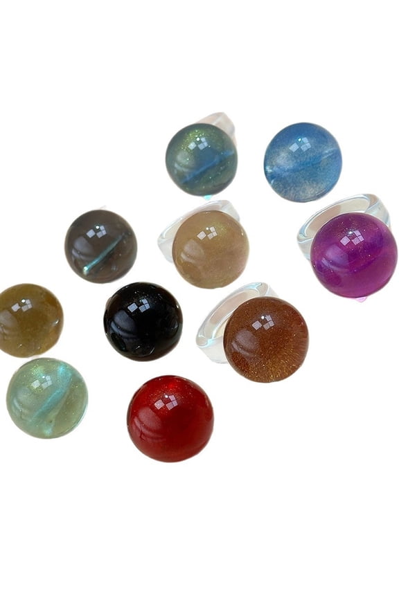 Unique Circular Geometric Resin Ring With Marble Colors And Starry Effect Sand Flow Accessory Geometric Ring