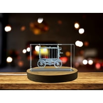 Unique Circus Wagon 3D Engraved Crystal Decor Gift