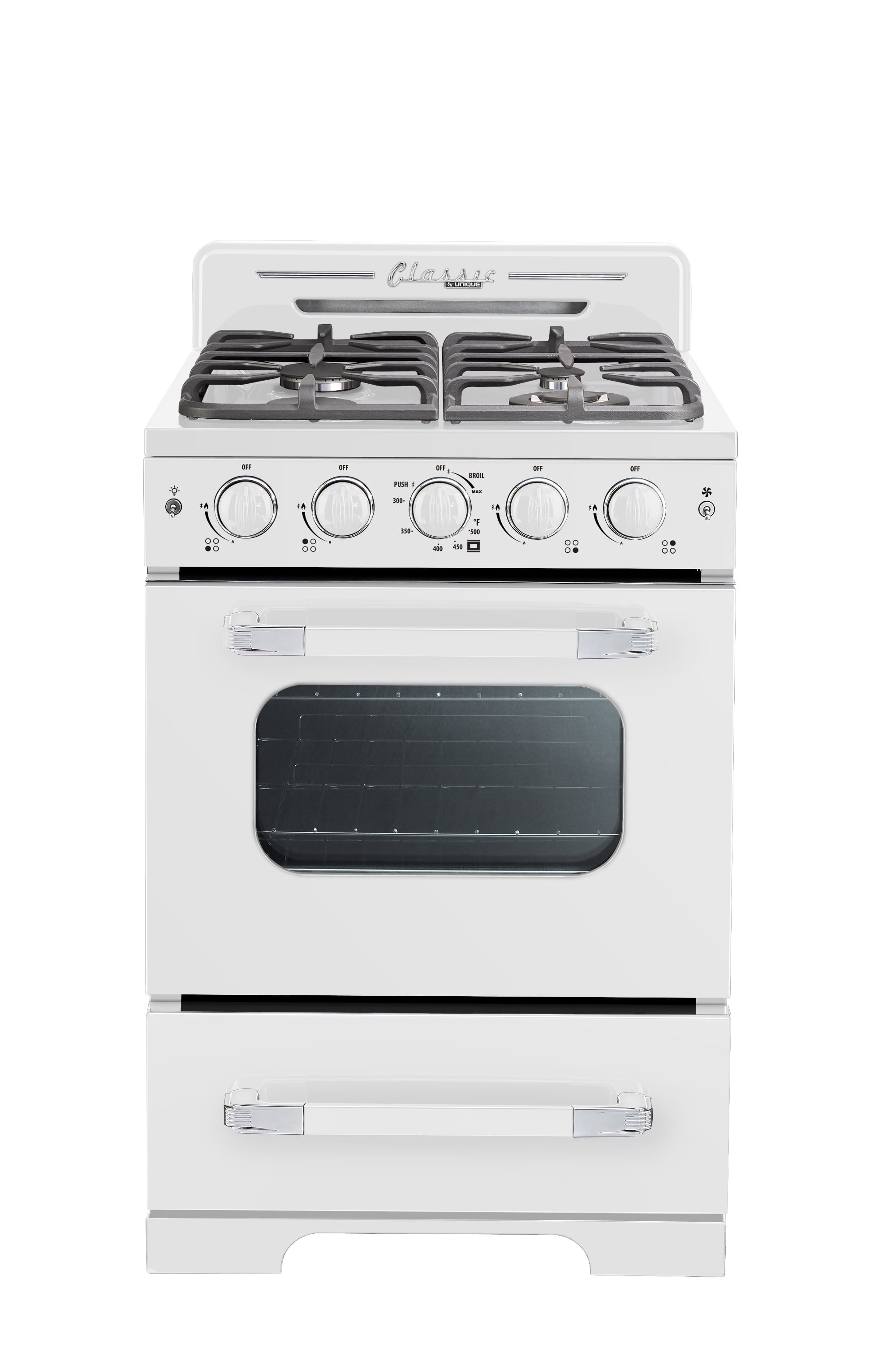 Unique Classic Retro 24" 2.9 Cu/Ft Freestanding Gas Range with Convection Oven and Sealed Burners