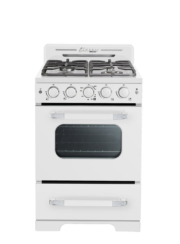Unique Classic Retro 24" 2.9 Cu/Ft Freestanding Gas Range with Convection Oven and Sealed Burners