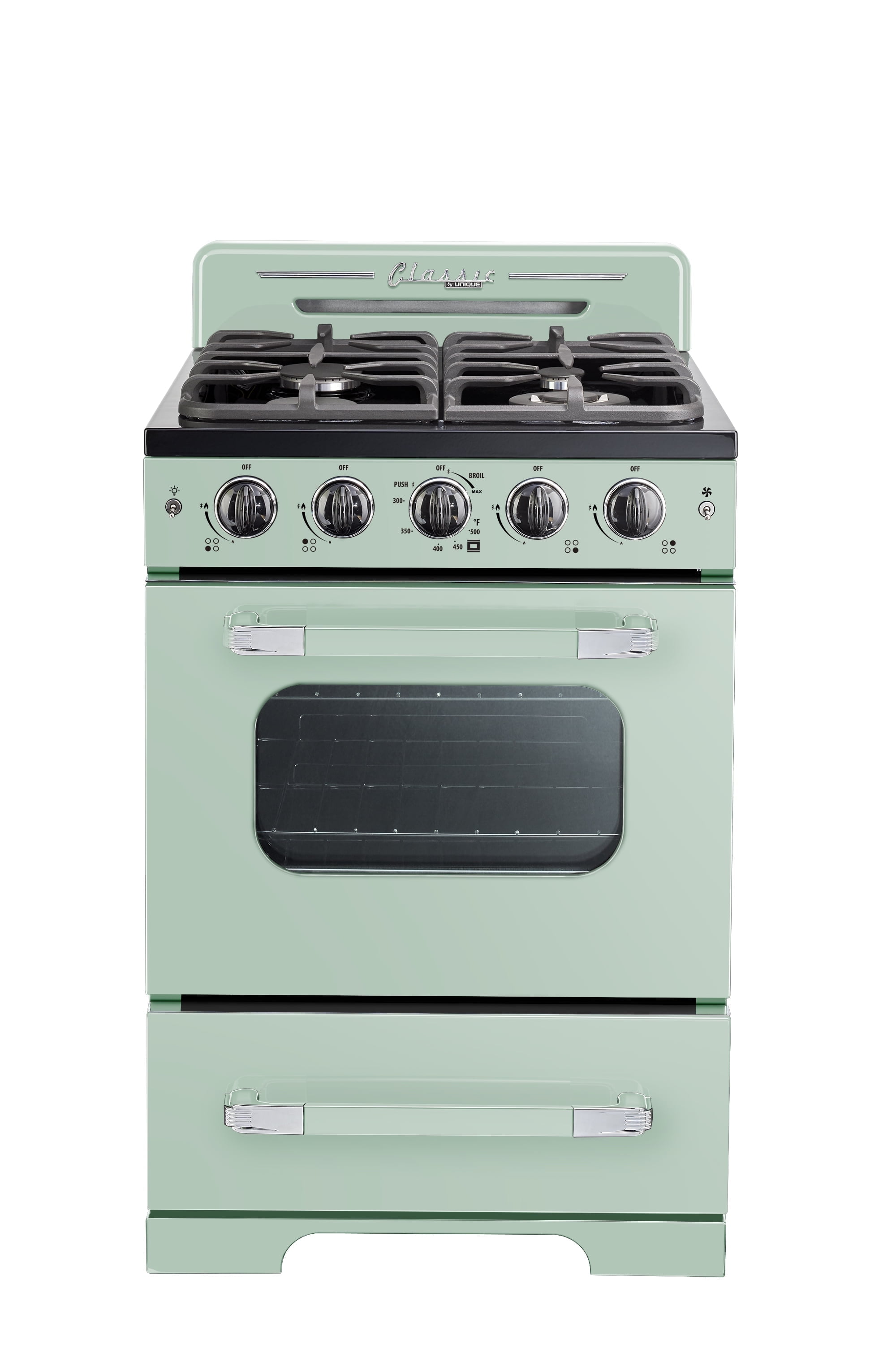Summer Mint Green Retro 24" Gas Range with Convection Oven
