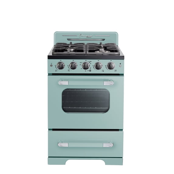 Unique Classic Retro 24" 2.9 cu/ft Freestanding Gas Range with Convection Oven and Sealed Burners