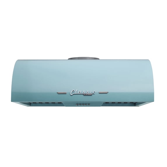 Unique Classic Retro 24" Under Cabinet Range Hood with 500 CFM and LED 110 volts Lighting 110 volts in Ocean Mist Turquoise