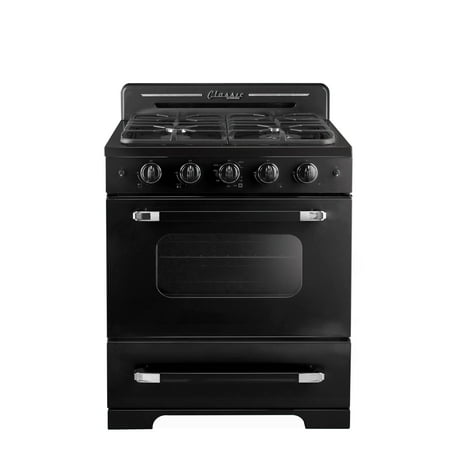 Unique Appliances Classic Retro 30" 3.9 Cu ft Freestanding Gas Range, Midnight Black