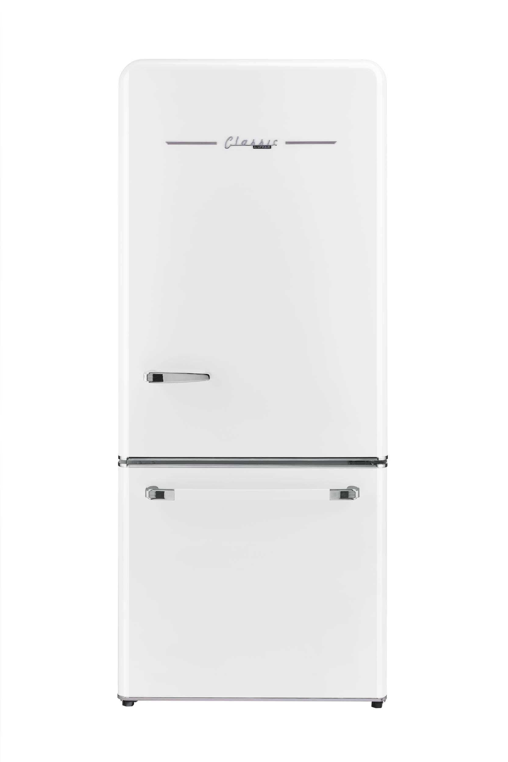 Marshmallow White 30" Retro Bottom Freezer Refrigerator with Ice Maker
