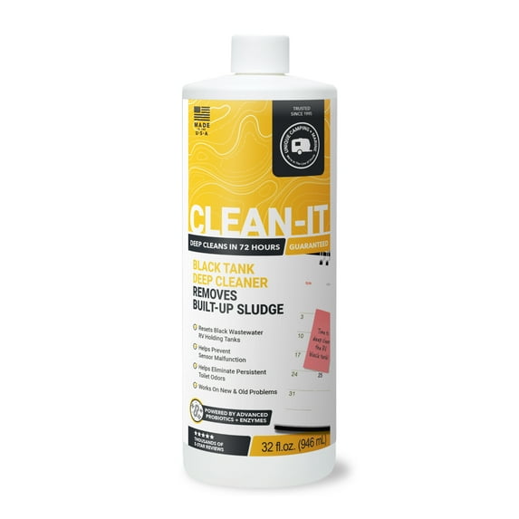 Unique Clean-It RV Black Tank Cleaner Liquid, 32 Fluid Ounces