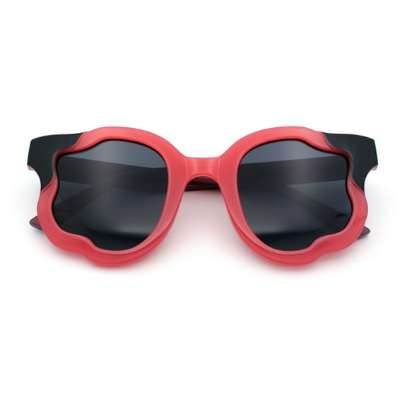 Unique Cloud Shape Thick Plastic Horn Rim Retro Sunglasses Pink - Black