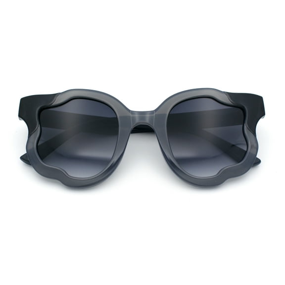 Unique Cloud Shape Thick Plastic Horn Rim Retro Sunglasses Slate - Smoke