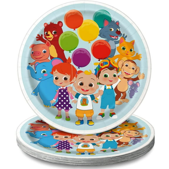 Unique Cocomelon 9 in. Dinner Plates - 8 Count, Dishwasher Safe